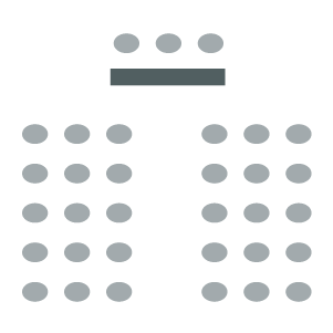 Chairs in rows, space up front for performers room setup icon