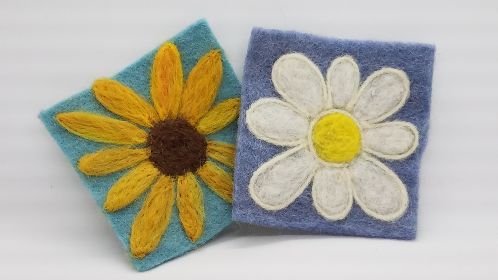 two floral felted coaster