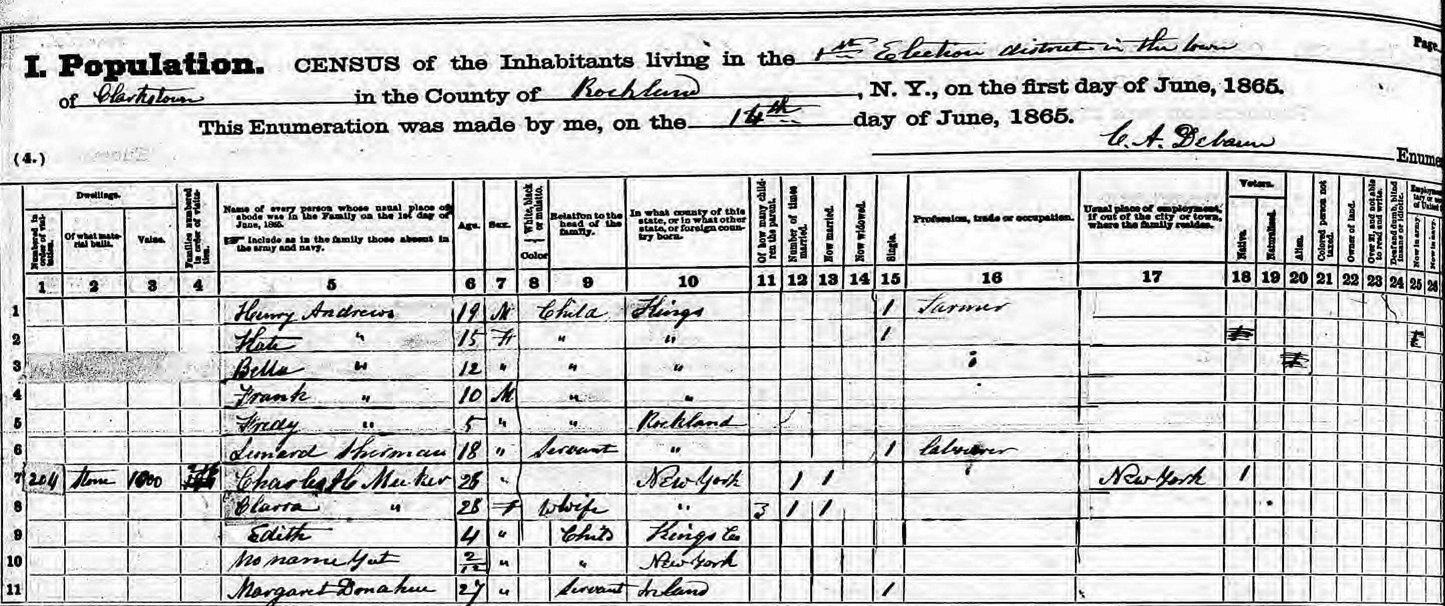 NY state census record 1865