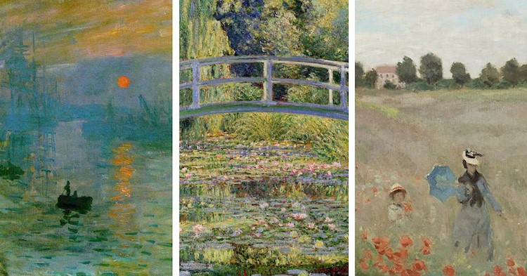 three monet paintings in a row