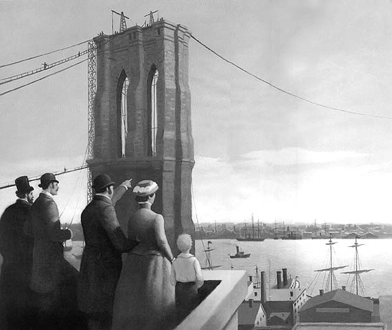historical image of the Brooklyn bridge