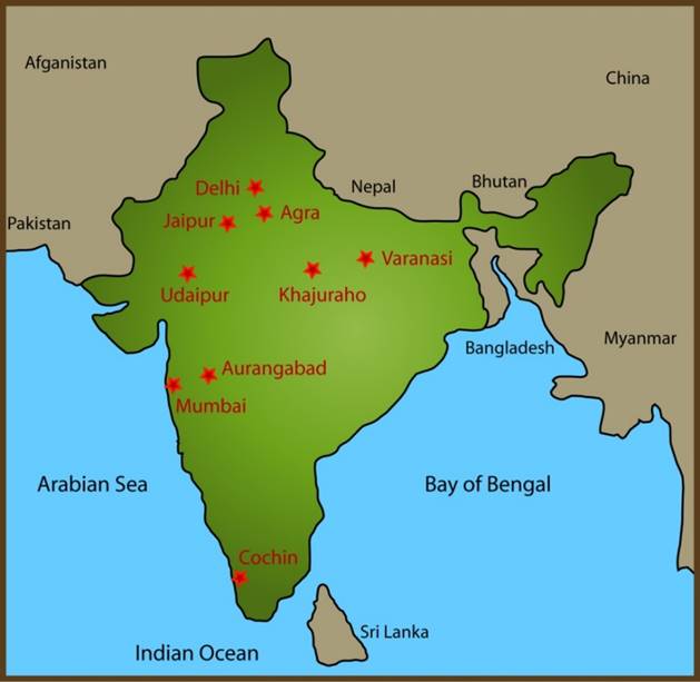 simplified map of India