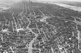 black and white aerial photograph of the Bronx