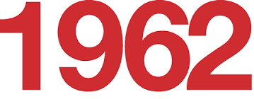 "1962" written in sans serif font in bright red