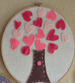 Heart Tree on Embroidery Hoop
