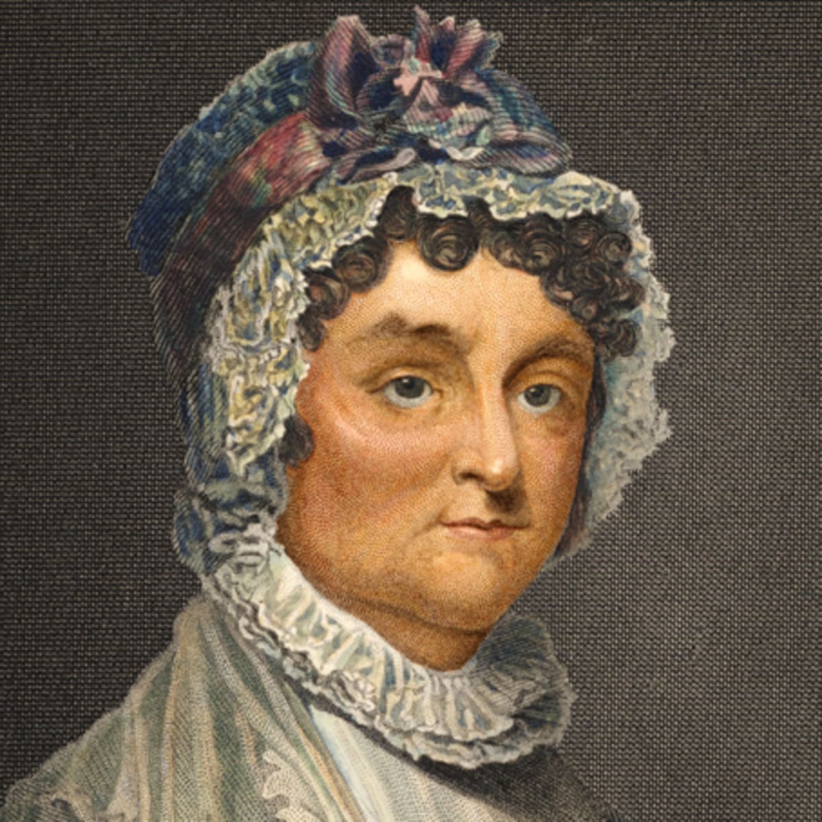 oil painting, a portrait of Abagail Adams, an older woman in a lacy hat and with a lace collar