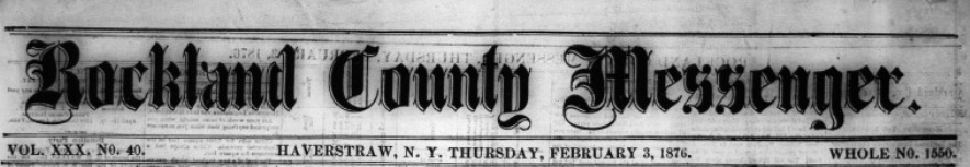 Old Rockland County Messenger masthead from 1876