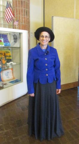 color photo of carol simon levin in a period costume