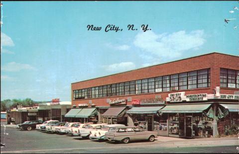 Shops downtown in New City as they appeared in the 1950s and '60s.