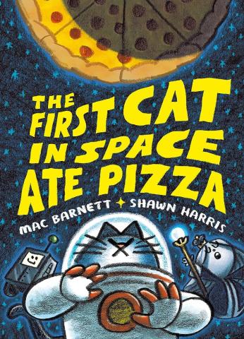 Pizza and a cat in a space suit 