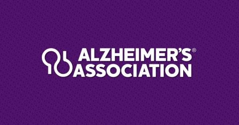 logo with white text on purple Alzheimer's association 