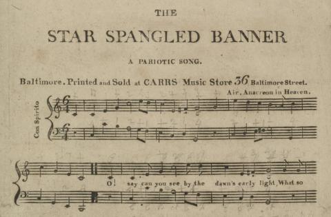 photo of sheet music for the star spangled banner