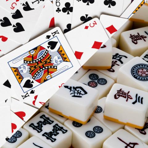 mah jongg tiles and playing cards