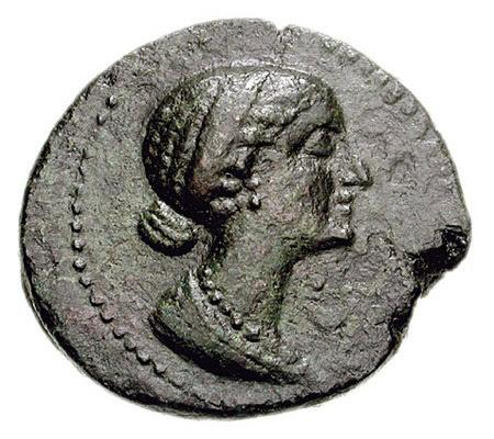 coin with what may be cleopatra's face
