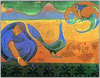 The first Nabis painting, by Paul Sérusier, Le Bois d'Amour à Pont-Aven or Le Talisman, 1888