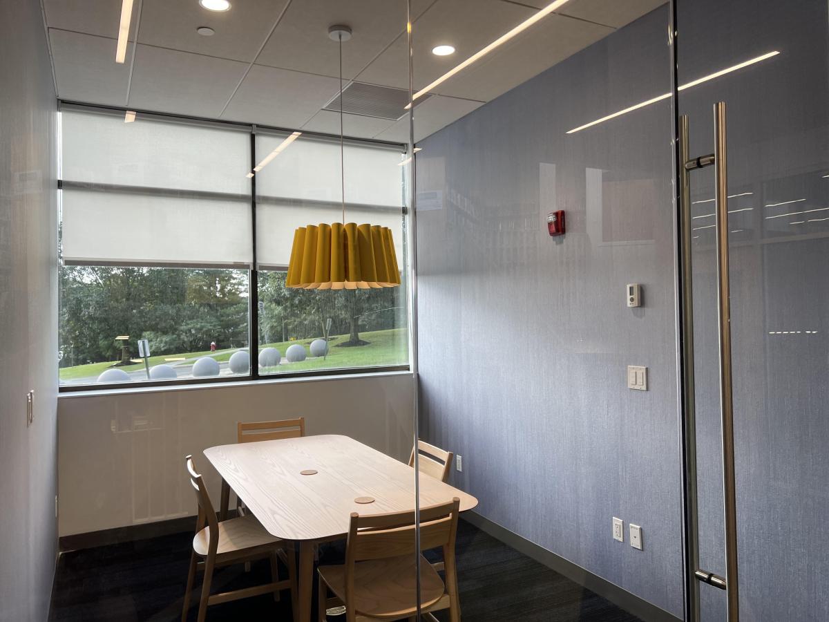 group study room with no black and white photo on the wall 