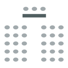 Chairs in rows, space up front for performers room setup icon